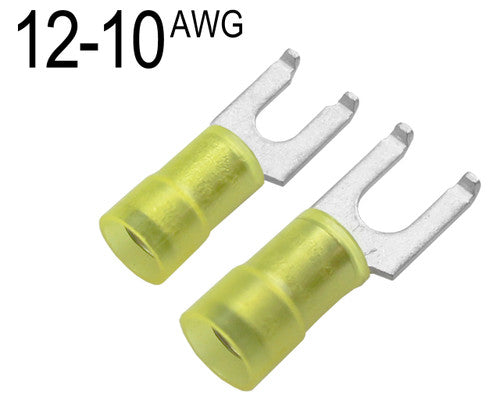 LOCKING SPADE TERMINALS, VINYL INSULATED, 12-10GA, 1/4"